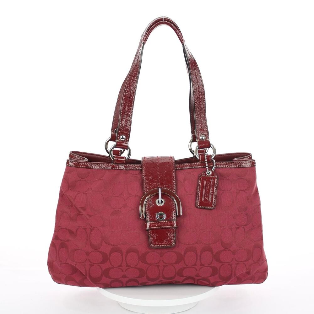 Coach Vintage Y2K Signature Buckle Burgundy Tote Shoulder Bag